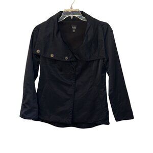 Eileen Fisher Soft Shell Wide Collar‎ Snap Front Jacket Nylon Fleece Lined XS